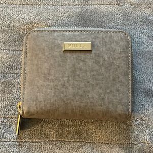 Furla ivory leather zip around wallet